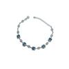 Pulsera Sencilla y Lujosa de Topacio Natural Azul Londres, Chapada en Plata S925 con Platino, Incrustada con Cristales Limpios y Color Rico
