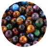 Cuentas redondas de resina, soñadoras y brillantes, pintura al óleo de cielo estrellado y aurora boreal, pulsera DIY estilo chino, accesorios de cuentas, disponibles en stock para venta al por mayor
