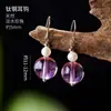 Pendientes transfronterizos de acero de titanio y cristal natural, pendientes de ágata aguamarina, ganchos para orejas de perla de agua dulce, venta al por mayor de pendientes de cristal