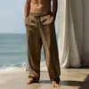 2026 Verano Transpirable Algodón y Lino Hombres Sueltos Casuales Deportivos Lino Pantalones Rectos Transfronterizos Amazon Europeos y Americanos
