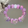 Pulsera de cuentas pop estilo chino de doble color, cielo estrellado mariposa, dulce, pulsera para estudiantes, amigas, pulsera de gato de la suerte