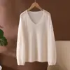 Suéter Consinee de Cachemir de Seda de Morera + Cachemir de Cabra, de una Sola Pieza, sin Costuras, Cuello Redondo/Cuello en V, Ligero de Seda