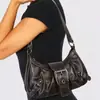 Primavera 2024 Venta Caliente Transfronteriza Estilo Maillard Estilo Retro Hottie Y2K Estilo Páramo Cuero Bicolor Desgastado Hombro