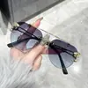Gafas de Sol Sin Montura de Alta Calidad para Hombre, Estilo Nuevo Personalizado, Estilo Urbano de Moda, Gafas de Sol Metálicas Anti-UV