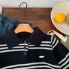 Suéter Masculino Bangcheng 2026 Inverno Novo Estilo Coreano Infantil Listrado Gola Polo Tricô Top de Inverno para Meninos