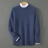 Suéter de Lana para Hombre Baicai Rong Otoño/Invierno Nuevo Cuello Redondo Pulóver Holgado Engrosado Cómodo Capa Base