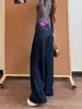 Jeans largo de cintura baixa estilo retrô americano para mulheres, novo estilo primavera e outono 2026, solto, com caimento, afina a silhueta, perna reta, calça comprida