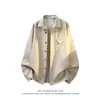 Nueva Camisa de Manga Larga Gruesa Estilo Old Money de Lino Imitación Lyocell Tencel para Primavera y Otoño, Top Chaqueta Holgada Vintage con Cuello de Solapa