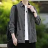 Jaqueta Camisa de Veludo Cotelê Manga Longa Masculina Multibolsos Outono Inverno Casual Solta Bonita Versátil Vintage Camisa Social de Trabalho