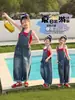 Mono de Mezclilla para Niñas Primavera/Verano 2026 Nuevo Elegante de Moda Mono de Celebridad de Internet Conjunto de Dos Piezas