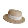 Nuevo Sombrero de Paja Raffia con Encaje de Ala Plana para Mujer, Estilo Retro Japonés de Ala Plana, Sombrero de Sol Protector Solar, de Moda