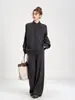 Conjunto casual retro de punto trenzado transfronterizo para mujer, nuevo conjunto de dos piezas para otoño e invierno: cárdigan grueso de un solo botón y pantalones de pierna ancha