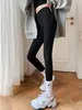 Leggings de piel de tiburón para mujer con botones de presión, adecuados como prenda exterior en primavera y otoño, nuevos de cintura alta, moldeadores de abdomen, corte ajustado, versátiles, pantalones de compresión adelgazantes