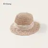 Chapéu de Pescador de Praia Bangxuan Chapéu Trançado para Meninas Chapéu de Sol com Aba Larga Chapéu de Palha para Bebê Chapéu Infantil