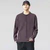 Sudadera para Hombre con Cuello Henry, Otoño 2026 Nuevo Estilo Americano Peso Pesado Algodón Puro Holgada Casual Manga Larga