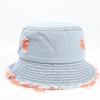 Sombrero de Pescador de Mezclilla Colorido con Borde Desgarrado Estilo Coreano para Mujer Moda Estilo Japonés Personalizado Parasol Protector Solar Artístico Combinable Sombrero de Olla