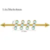 Pendientes de Acero Inoxidable Galvanizado Cilíndricos con Película Brillante, Doble Agujero, Cadena de Cinco Estrellas, Rosca Externa, Pendientes Largos
