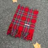 Cachecol Xadrez Vermelho de Natal para Mulheres no Outono e Inverno Estilo Coreano Imitação de Caxemira Luxo Acessível Alta Qualidade Cachecol Xale Quente