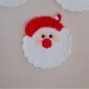 Porta-Cartões Porta-Copos de Crochê Feito à Mão de Natal Transfronteiriço Porta-Cartões de Pão de Gengibre de Crochê Pingente Floco de Neve de Lã Rosto Sorridente Acessórios para Porta-Copos