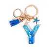 Nuevo Llavero de Concha de Estrella de Mar con 26 Letras, Borla de Resina, Colgante de Alfabeto Inglés, Accesorio para Bolso, Joyería