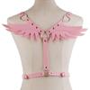 Cinturón de cuero estilo punk europeo y americano con alas de ángel para mujer, con correas para el cuerpo y sujeción superior.
