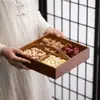Caja de Madera Maciza Compartimentada para Frutas Secas Bolso Caja de Almacenamiento para Frutos Secos Nueces Caramelos Decoración de Boda Comercial Sala de Estar Caja de Madera para Snacks de Frutas Secas