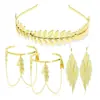 Diadema de Hojas Nupciales Europeas y Americanas, Fábrica de Joyería Runqiao, Accesorios para el Cabello de Hojas Doradas de Moda y Populares, Venta Directa de Fabricantes Femeninos