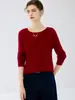 Suéter de cachemira para mujer, suéter de cachemira de cabra con cuello redondo, nueva camiseta básica de punto ajustada para otoño e invierno, cachemira de manga larga