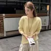 Suéter grueso de punto para mujer con textura y cuello redondo, sencillo y estilizado, top de punto pullover versátil para el trabajo
