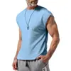 Amazon Transfronterizo Camiseta Nueva de Verano para Hombre sin Mangas Juvenil Casual Holgada Color Puro Chaleco Delgado Camiseta para Hombre