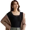 Blusa de Base para Outono e Inverno Roupas que Embeleza a Pele para Mulheres com Bojo Interno Sem Marcas Peça Única Sem Sutiã Roupas Térmicas