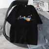 Camiseta de Algodão Transfronteiriça Verão Novo Estilo Esportivo Casual Gola Redonda Solta Tendência Estampada Masculina Manga Curta