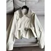 Primavera 2026 Estilo Nuevo Chaqueta Corta Holgada de Color Contrastante con Solapa Pequeña Cortavientos Cárdigan para Mujer Venta al por Mayor H15Gw98255