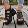 Sandalias de Plataforma Casuales Cómodas de Suela Suave para Mujer, Talla Grande, con Cierre de Velcro, Talla Única para Todos, Novedad Verano 2026, Comercio Exterior