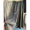 Calça Casual Feminina 2026 Novo Estilo Coreano Cintura Alta Botão Único Textura Aveludada Coração Único Calça de Perna Larga Versátil