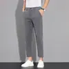 Pantalones de seda helada finos de primavera y verano para hombre, con una caída suave y un diseño de pierna recta, cortos.