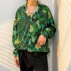 Camisa Floral Masculina Estilo Japonês Primavera Outono Tendência Coreana Ins Legal Estilo Hong Kong Jaqueta Camisa Casual Versátil
