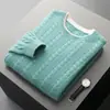 Novo suéter masculino de lã com gola redonda e espessura para outono e inverno, suéter casual de tricô torcido para homens jovens e de meia-idade, suéter quente de lã pura