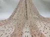 Tela de vestido de moda con bordado de lentejuelas de hoja de sauce y flor de malla de polvo de malla transparente directa de fábrica