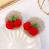 Horquilla de fruta para niños, linda horquilla de peluche para bebé, pequeña pinza para el pelo, accesorio para el pelo de princesa con flequillo de cereza para otoño e invierno