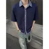 2026 Verano Nuevo Cardigan Falso de Dos Piezas de Manga Corta para Hombre, Camisa de Verano de Corte Holgado de Alta Gama para Hombre