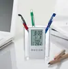 Porta bolígrafos digital transparente multifuncional Calendario perpetuo Reloj digital Porta bolígrafos Se puede imprimir con logo