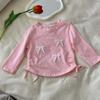 Camiseta de Manga Longa para Outono e Primavera com Estampa de Letras para Mulheres, Laço Fresco, Estilo Menina Gentil e Doce, Cintura Marcada, Top Moderno e Versátil