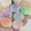 Flor de resina cor transparente gradiente de duas cores luminosa rosa chaveiro diy paisagem em miniatura grampo de cabelo infantil enfeites decorativos
