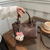 Bolsa pequena marrom retrô de alta qualidade para mulheres 2024, nova bolsa crossbody para outono e inverno, bolsa balde portátil superquente