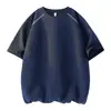 Nueva Camiseta Casual de Verano para Hombre con Cuello Redondo y Mangas Cortas, Ajuste Holgado de Moda, Talla Grande, Top Transpirable con Costuras Visibles