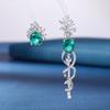 Pendientes de plata S925 con diseño de lazo de amor, de estilo pequeño, de lujo y con combinación de circonitas amarillas, para mujer