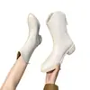 Nuevas Botas de Tobillo Versátiles Estilo Vaquero Occidental para Mujer 2026 Otoño/Invierno Exportación Nueva Punta Puntiaguda Cuello en V Pequeño Tacón Grueso Comercio Transfronterizo