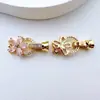 Fecho para Colar e Conector de Pulseira Flor Banho de Ouro Real Conserva Cor Microincrustado Zircônia Acessórios para Joias DIY Fecho de Acabamento