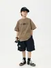 Camiseta de Manga Corta para Niños 2026 Verano Nuevo Estilo Infantil Tres Colores, Camiseta Moderna Versátil con Cuello Redondo Estampado de Letras para Niños